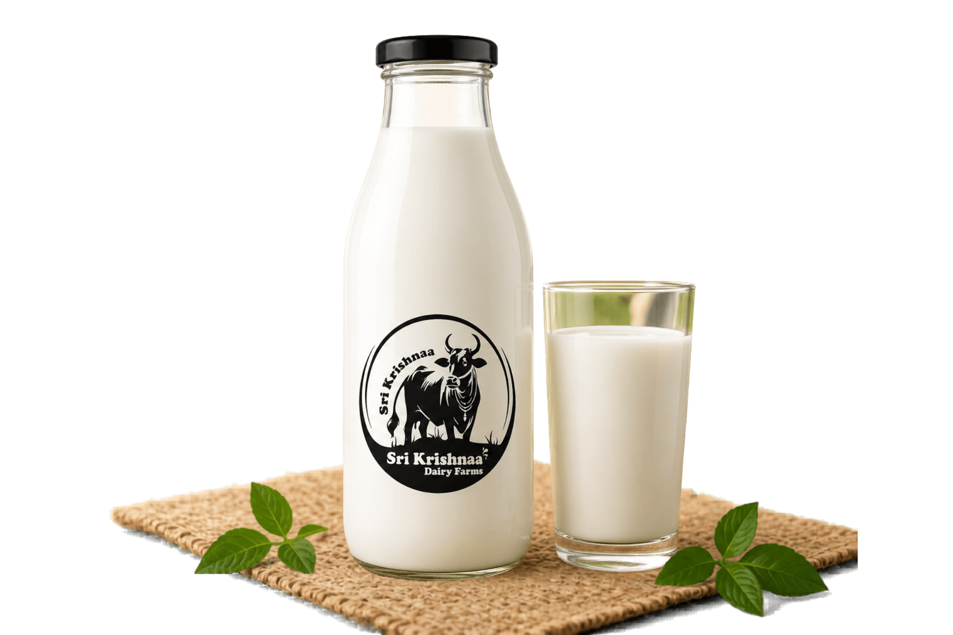 Sri Krishnaa Dairy — Fresh Milk Bottle and Glass